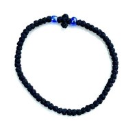 Handmade Orthodox Black Komboskini with Blue Beads Prayer Rope