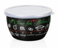 Metalac Posude Multiuse Black Container with Italian Food Design 16 cm Diameter