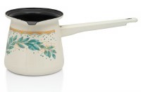 Metalac White Coffee Pot with Leaves Design 11 cm Diameter