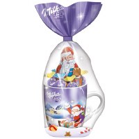 Milka Holiday Mug with Chocolate Santa 99g