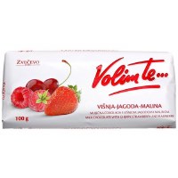 Zvecevo Volim Te Cherry Strawberry Raspberry Chocolate Bar 100g