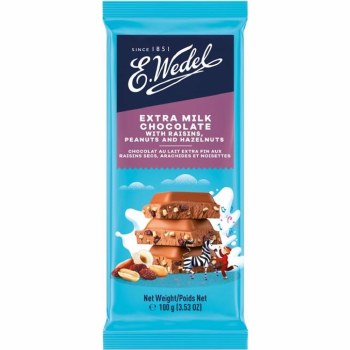 E. Wedel Extra Milk Chocolate with Peanuts, Hazelnuts, and Raisins 100g