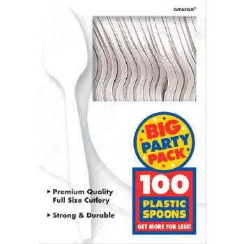 100CT WHITE PLASTIC SPOONS