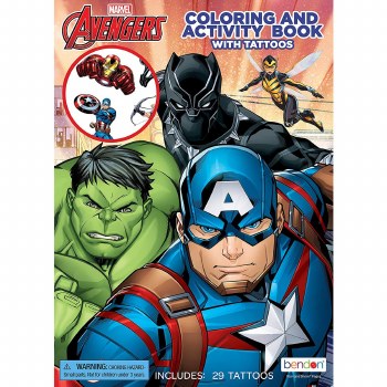 BENDON COLORING BOOK W/TATTOOS AVENGERS