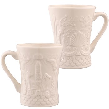 BELLEEK TRADEMARK MUGS SET/2