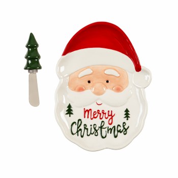 EVERGREEN SANTA PLATE W/SPREADER
