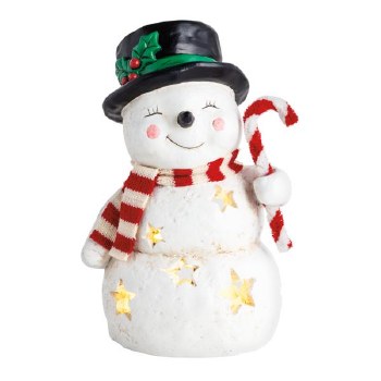 MUD PIE LARGE MACHE SNOWMAN LUMINARIE