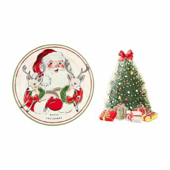 MUD PIE VINTAGE CHRISTMAS PLATTER SET