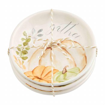 MUD PIE 3ct TIDBIT DISH SET GIVE THANKS