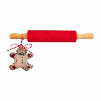 MUD PIE XMAS ROLLING PIN SET GINGERBREAD
