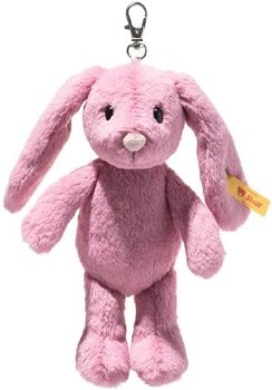 STEIFF HOPPIE RABBIT KEYCHAIN DARK PINK
