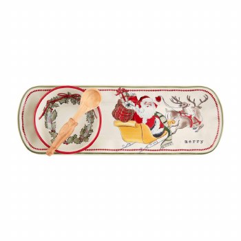 MUD PIE VINTAGE SANTA TRAY &amp; DIP SET