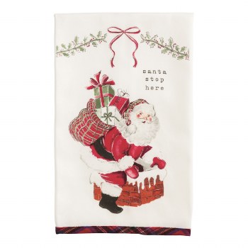 MUD PIE SANTA STOP PRINTED TOWEL