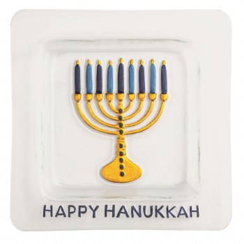 MUD PIE FUSED GLASS MENORAH PLATE