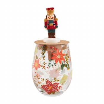 MUDPIE WINE GLASS POINSETTIA