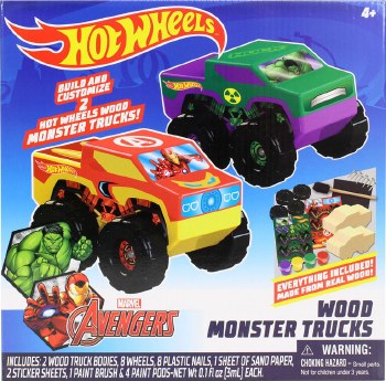 HOT WHEELS 2PK WOODEN MONSTER TRUCKS