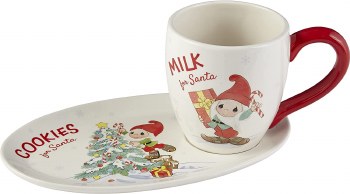 PRECIOUS MOMENTS MILK &amp; COOKIE SET GNOME