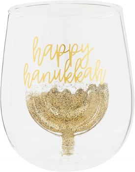 MUD PIE HAPPY HANUKKAH WINE GLASS