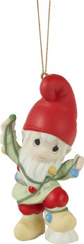 PRECIOUS MOMENTS GNOME W/XMAS LIGHT ORN