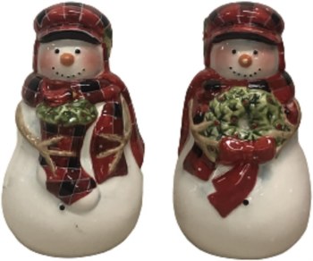 CERT INT'L SNOWMAN SALT/PEPPER SET