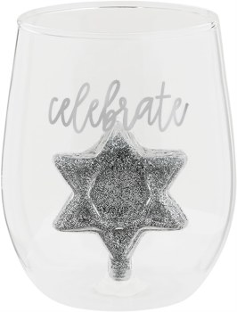 MUD PIE HANUKKAH WINE GLASS CELEBRATE