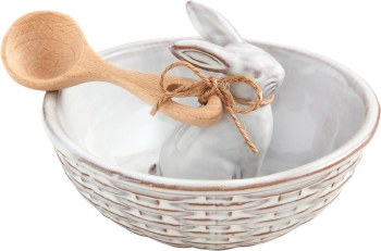 MUD PIE WHITE BUNNY TIDBIT BOWL