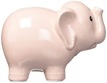 PINK STITCHED ELEPHANT BANK
