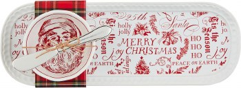 MUD PIE CHRISTMAS TOILE TRAY/DIP SET