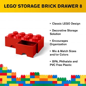 LEGO 8 KNOB S BRICK 2 DRAWERS RED