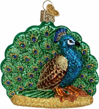 OLD WORLD CHRISTMAS PROUD PEACOCK
