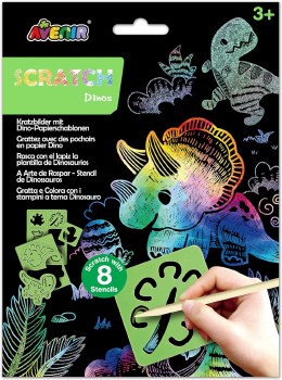 AVENIR SCRATCH W/STENCILS DINOS