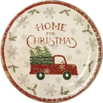 PBK LG PAPER DINNER PLATE TRUCK &amp; TREE