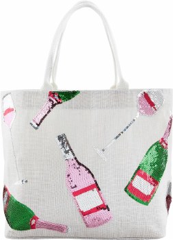 MUD PIE HOLIDAY SPARKLE TOTE WINE