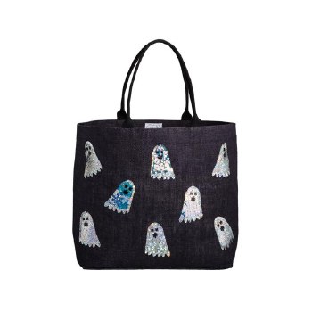MUD PIE HALLOWEEN SPARKLE TOTE - GHOSTS
