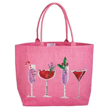 MUD PIE TOTE HOLIDAY SPARKLE PINK