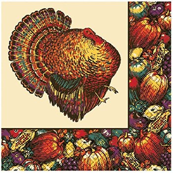 30CT BEVERAGE NAPKINS AUTUMN TURKEY