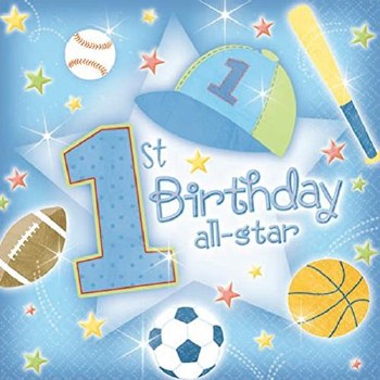 AMSCAN 36ct NAPKINS 1st B'DAY ALL STAR