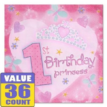 AMSCAN 36ct NAPKINS 1st B'DAY PRINCESS