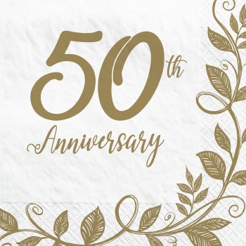 AMSCAN 50TH ANNIV NAPKINS 16ct