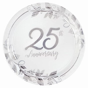 AMSCAN 8ct 7&quot; PLATES 25TH ANNIVERSARY