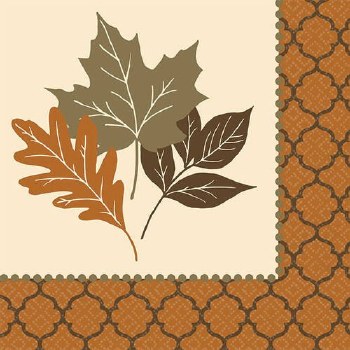 AMSCAN BEVERAGE NAPKINS COPPER LEAVES