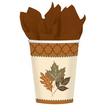 AMSCAN CUPS 8CT COPPER LEAVES