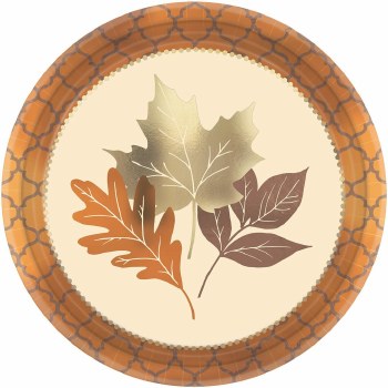AMSCAN DINNER PLATES  COPPER LEAVES