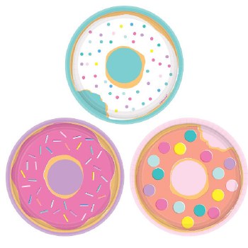 AMSCAN DONUT PARTY PLATES 7&quot; ASSORTED