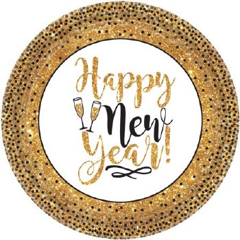 AMSCAN HAPPY NEW YEAR PLATES 7&quot; 18CT