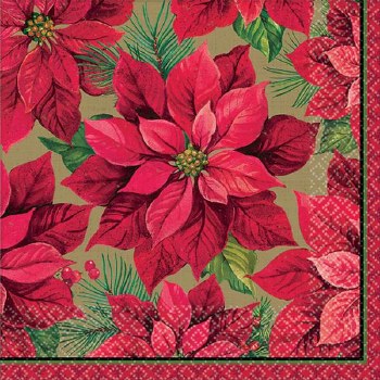 HOLIDAY POINSETTIA LUNCHEON NAPKINS