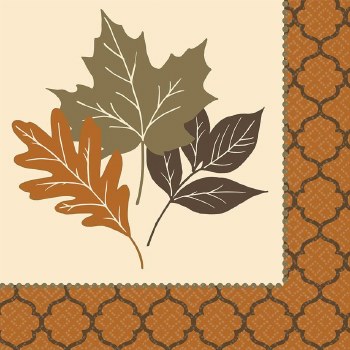 AMSCAN LUNCHEON NAPKINS COPPER LEAVES