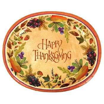 AMSCAN OVAL PLATE   THANKSGIVING