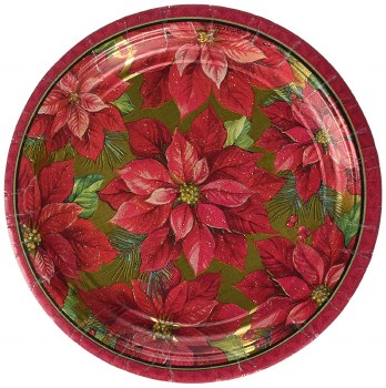 HOLIDAY POINSETTIA PLATES 7&quot; 8CT