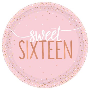 AMSCAN SWEET 16 PLATES 7&quot;